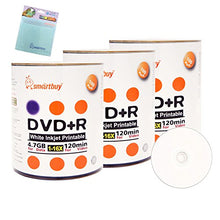 Load image into Gallery viewer, Smartbuy 300-disc 4.7GB/120min 16x DVD+R White Inkjet Hub Printable Blank Media Disc + Free Micro Fiber Cloth
