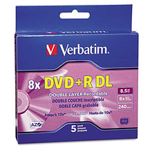 Load image into Gallery viewer, Dual-Layer DVD+R Discs, 8.5GB, 8x, w/Jewel Cases, 5/Pack, Silver, Sold as 1 Package
