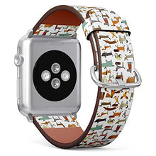 Load image into Gallery viewer, Compatible with Small Apple Watch 38mm, 40mm, 41mm (All Series) Leather Watch Wrist Band Strap Bracelet with Adapters (Cute Dog French)
