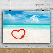 Load image into Gallery viewer, Yeele 7x5ft Seaside Beach Backdrop for Photography Ocean Sea Blue Sky White Cloud Background Red Heart Valentine&#39;s Day Lover Kids Adult Photo Booth Shoot Vinyl Studio Props
