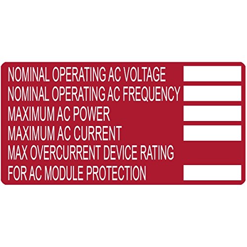 Hellermann Tyton 596-00252 Printable Solar Label 4 Inch Width x 2 Inch Height White/Red Nominal Operation Voltage MAXIMIUM AC Power 50/Roll