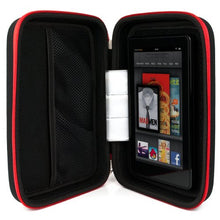 Load image into Gallery viewer, VanGoddy Harlin Red Black Hard Shell Carrying Case for Kobo Touch 2.0, Glo HD, Aura H20 eReader&#39;s + Ear Buds with Mic
