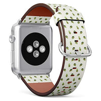 Compatible with Apple Watch Series 5, 4, 3, 2, 1 (Small Version 38/40 mm) Leather Wristband Bracelet Replacement Accessory Band + Adapters - Avocado Fabric