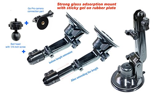 G-Mount for Camera with a rount Sticky Gel rubbe Plate and Length Expandable Support Frame That can be Added a 1/4-inch Screw Hole and Go Pro Mount That is Connected to The 1/4-inch Screw
