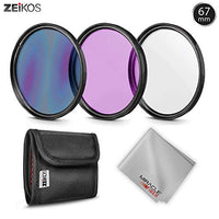 Zeikos ZE-FLK67 67mm Multi-Coated UVCPLFLD Professional Lens Filter Kit Comes with Miracle Fiber Cloth and Carry Pouch Accessory Kit for Lenses with a Filter, 67 mm