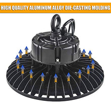 Load image into Gallery viewer, 240W 33600Lm UFO LED High Bay Light(1000W HID/HPS Equivalent) 5000K Daylight,UL-Listed 1~10V Dimmable Warehouse led Light fixtures with Mounting Bracket for Garage Shop Gym
