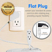 Load image into Gallery viewer, Maximm Cable 4 Ft 360 Rotating Flat Plug Extension Cord / Wire, 16 AWG Multi 3 Outlet Extension Wire, 3 Prong Grounded Wire - White - UL Listed
