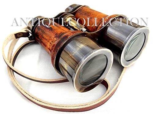 Antique Brass Binocular~Nautical Brass Telescope~Pirate Spyglass Leather Binocular Gift