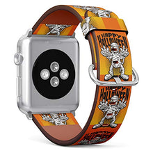 Load image into Gallery viewer, S-Type iWatch Leather Strap Printing Wristbands for Apple Watch 4/3/2/1 Sport Series (42mm) - Funny Happy Halloween Mummy
