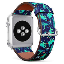Load image into Gallery viewer, Compatible with Small Apple Watch 38mm, 40mm, 41mm (All Series) Leather Watch Wrist Band Strap Bracelet with Adapters (Dinosaurs Palm Trees)
