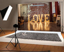 Load image into Gallery viewer, Baocicco Interior Wedding 12x10ft Background Valentines with Love Word Led Light Decor Old House Red Brick Wall Wooden Floor Backdrops Simple Romantic Marriage Confession Love
