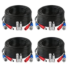 Load image into Gallery viewer, Tainston 4 Pack 60 Feet BNC Video Power Cable Wire Pre-Made All-in-One Video Security Camera Wire with Connectors for CCTV Camera DVR Surveillance System
