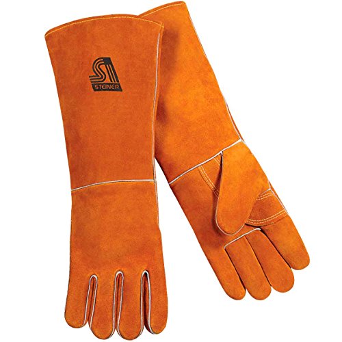 Steiner 21923-L Welding Gloves, Burnt orange Y-Series 23-Inch Length Shoulder Split Cowhide, Foam Lined, Large