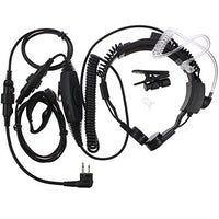 TENQ Professional Tactical Military Police FBI Flexible Throat Mic Covert Acoustic Tube Earpiece Headset Ajustable Volume with PTT Microphone for 2 Pin Motorola Radio CP040 CP200 XTNI DTR Vl50