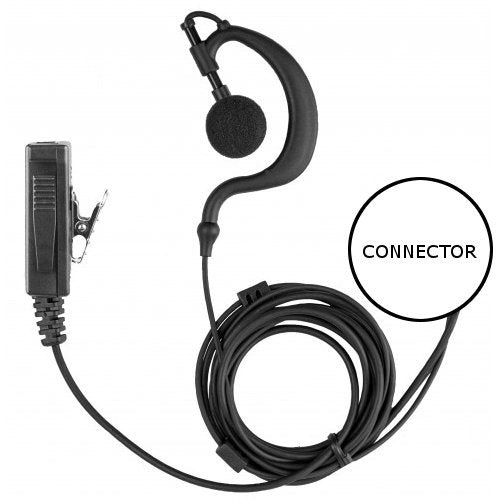 2-Wire Earhook Earpiece Clip-On PTT for Hytera Two-Way Radios (See List)
