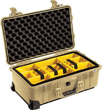 Load image into Gallery viewer, Pelican 1514 Tan Case With Padded Dividers and Wheels
