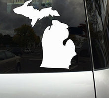 Load image into Gallery viewer, Applicable Pun Michigan State Shape - The Wolverine State - White Vinyl Decal Sticker for Car, MacBook, Laptop, Tablet and More (10 Inch)
