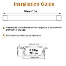 Load image into Gallery viewer, LightingWill LED Aluminum Channel with Clear Cover, 10 Pack 3.3Ft/1M U Shape Recessed Mount (Section Size:0.40&quot; x 1.18&quot;) Anodized Silver Channel System for &lt;20mm LED Strip Lights with Caps+Clips U03
