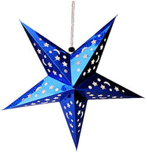 Load image into Gallery viewer, YueLian 17.71&quot; Blue Star Paper Lamp Shade Lantern Lampshade Lamp Cover Christmas Birthday Party Decor
