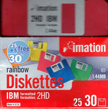 Load image into Gallery viewer, Imation 3 1/2&quot; Bulk Diskettes, IBM(R) Format, DS/HD, Rainbow, Box of 30
