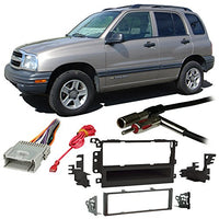 Compatible with Chevy Tracker 1998 1999 2000 2001 2002 2003 2004 Single DIN Stereo Harness Radio Install Dash Kit Package