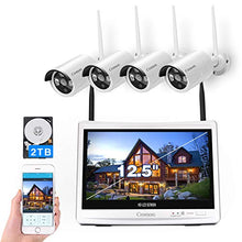 Load image into Gallery viewer, Cromorc All in one with 12.5&quot; Monitor Wireless Security Camera System,Home Business CCTV Surveillance Expandable 8CH NVR,4pcs 3MP Outdoor Indoor Night Vision 1-Way Audio Camera,Human Detection 2TB HDD
