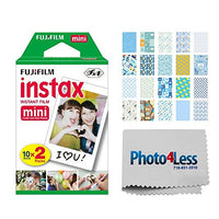 Fujifilm instax Mini Instant Film (20 Exposures) + 20 Sticker Frames for Fuji Instax Prints Baby Boy Themed Package + Cleaning Cloth  Deluxe Accessory Bundle