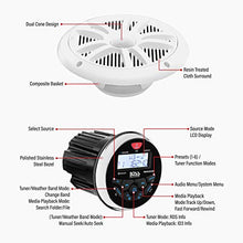 Load image into Gallery viewer, BOSS Audio Systems MCKGB350W.6 Weatherproof Marine Gauge Receiver and Speaker Package - IPX6 Receiver, 6.5 Inch Speakers, Bluetooth Audio, USB/MP3, AM/FM, NOAA Weather Band Tuner, no CD Player
