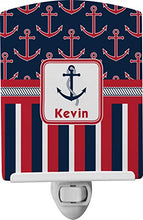 Load image into Gallery viewer, YouCustomizeIt Nautical Anchors &amp; Stripes Ceramic Night Light (Personalized)
