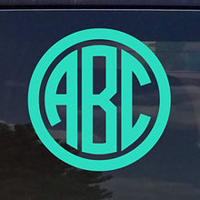 Load image into Gallery viewer, Custom Circle Monogram Initials Vinyl Decal/Sticker Cars YETI Cup Laptop Phone (5&quot;, Mint/Teal)
