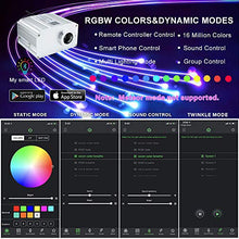 Load image into Gallery viewer, 10W APP Controlled Car Use Fiber Optic Light Star Ceiling Kit Twinkle, LED RGBW Engine Driver with 28key RF Remote Control (150pcs0.03in6.5ft)
