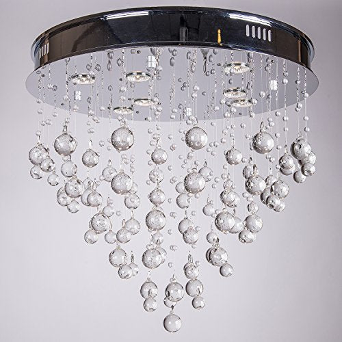 Drops of Rain 7 Light Chrome Flush Mount with Clear Murano Glass Balls