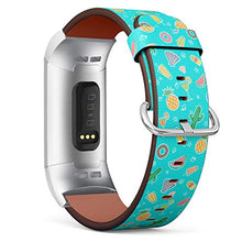 Load image into Gallery viewer, Replacement Leather Strap Printing Wristbands Compatible with Fitbit Charge 3 / Charge 3 SE - Pineapple, Cocktails, Cactus, Icecream Pattern
