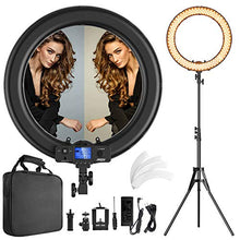 Load image into Gallery viewer, Ring Light,19inch LED Ring Light with Stand &amp;LCD Display Adjustable Color Temperature 3000K-5800K, Makeup Light for YouTube Video Shooting, Portrait, Vlog, Selfie ?Upgraded Version?

