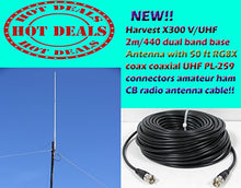 Load image into Gallery viewer, Harvest X300 V/UHF 2m/440 dual band base Antenna with 50 Ft Coax - 6.5dB/9.0dB
