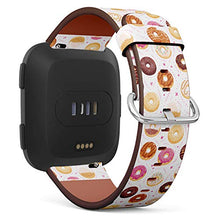 Load image into Gallery viewer, Replacement Leather Strap Printing Wristbands Compatible with Fitbit Versa - Donuts and Little Hearts Pattern
