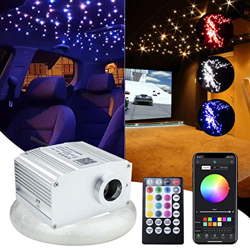 10W APP Controlled Car Use Fiber Optic Light Star Ceiling Kit Twinkle, LED RGBW Engine Driver with 28key RF Remote Control (150pcs0.03in6.5ft)