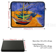 Load image into Gallery viewer, Meffort Inc 13 13.3 Inch Neoprene Laptop/Ultrabook/Chromebook Bag Carrying Sleeve with Hidden Handle and Adjustable Shoulder Strap - Vincent van Gogh Fishing Boats on the Beach
