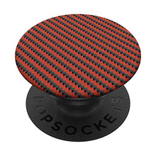 Load image into Gallery viewer, Red and Black Carbon Fiber Design PopSockets PopGrip: Swappable Grip for Phones &amp; Tablets
