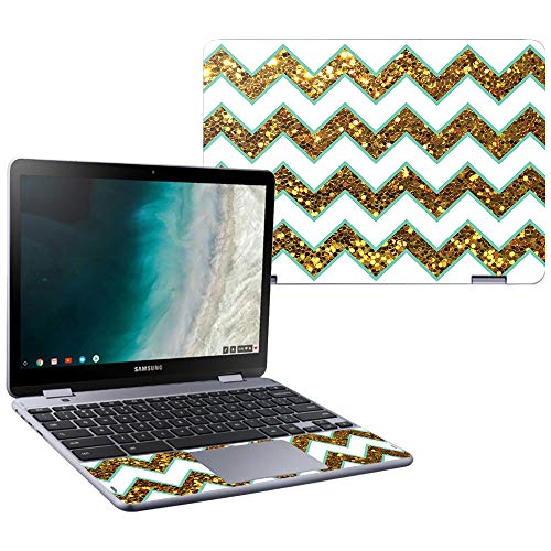 MightySkins Skin Compatible with Samsung Chromebook Plus LTE (2018) - Glitzy Chevron | Protective, Durable, and Unique Vinyl wrap Cover | Easy to Apply, Remove, and Change Styles | Made in The USA