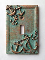Anchors (Steampunk) Light Switch Cover - Aged Copper/Patina or Stone (Stone)