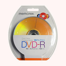 Load image into Gallery viewer, Memorex 4.7GB 16X DVD-R Blister Cool Colors, 15 Pack (32020019223)
