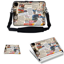 Load image into Gallery viewer, Meffort Inc 15 15.6 inch Laptop Carrying Sleeve Bag Case with Hidden Handle &amp; Adjustable Shoulder Strap with Matching Skin Sticker and Mouse Pad Combo - Newspaper Clips
