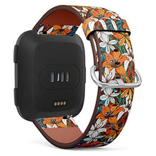 Load image into Gallery viewer, Replacement Leather Strap Printing Wristbands Compatible with Fitbit Versa - Vintage Lily Floral Pattern
