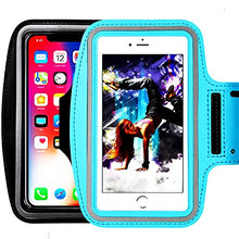 Load image into Gallery viewer, [2pack] Water Resistant Sports Armband,iEugen Universal up to 5.5 Inch for iPhoneX 8 7 Plus, 6s Plus, 6 Plus, Running Exercise Multifunction Phone Case for Android Phones -Black+SkyBlue

