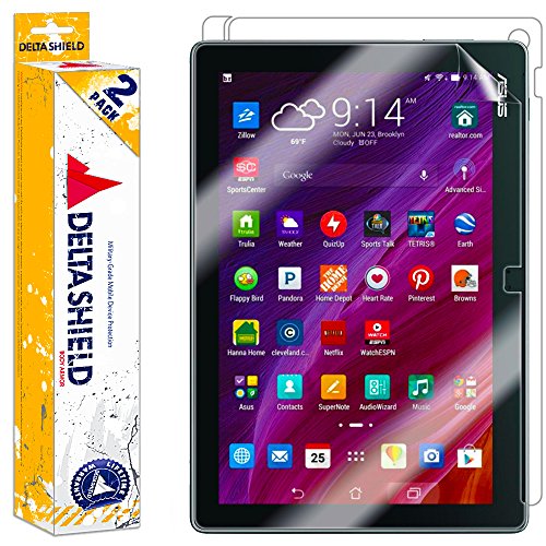 DeltaShield Full Body Skin for Asus ZenPad 10 (2-Pack)(Screen Protector Included) Front and Back Protector BodyArmor Non-Bubble Military-Grade Clear HD Film