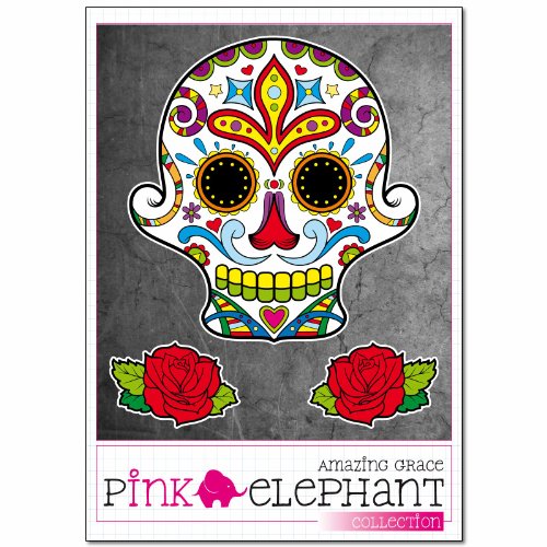 Pink Elephant Sticker Sugar Skull 07 - A5-Sheet - Skull - Decal - Car, Truck, Notebook, Vinyl, Home Tuning