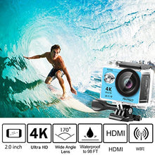 Load image into Gallery viewer, AKASO 4K Wi-Fi Sports Action Camera Ultra HD Waterproof DV Camcorder 12MP 170 Degree Wide Angle LCD Screen/Remote, Royal Blue (EK7000BL)
