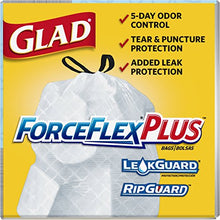 Load image into Gallery viewer, Glad ForceFlex Drawstring Tall Kitchen Trash Bags, Unscented, 13 Gallon, 20 Count (Pack of 6)
