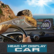 Load image into Gallery viewer, A8 HUD Head Up Display, KOBWA 5.5 inch Screen Car Windshield HUD with OBD2 Interface Plug,Display KM/h MPH,Speeding Warning,Fuel Consumption,Temperature
